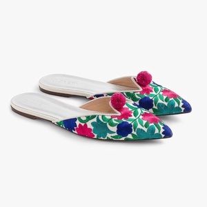 NWT JCrew Floral Needlepoint Pom Pom Loafer